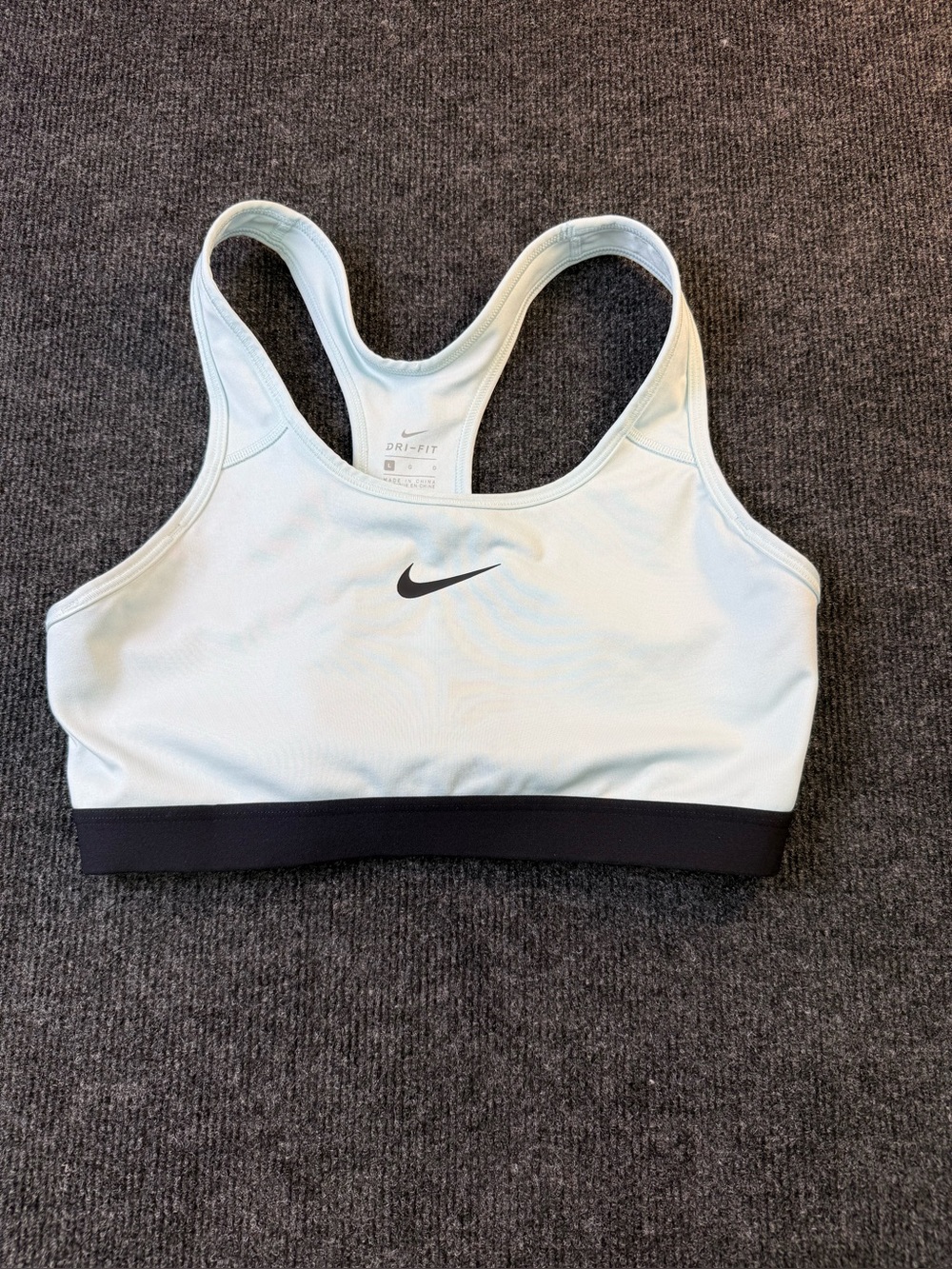 Nike Women's Light Blue Sports Bra with Black Band